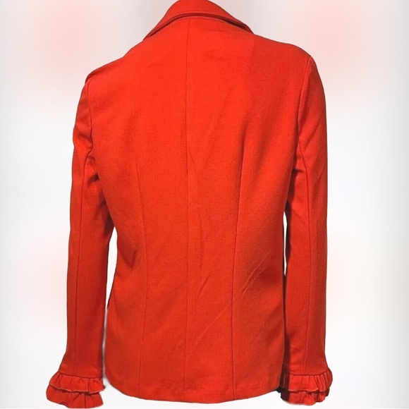 SOHO New Red 🌹 ❤️Blazer Long Sleeves w/Beautiful Feminine Ruffles At Wrist SZ L - Picture 3 of 9